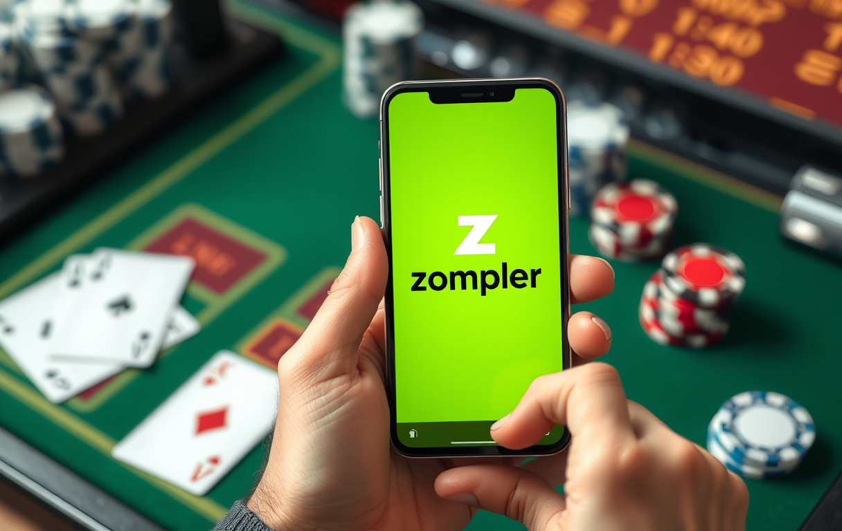Person som bruker Zimpler på mobil for casinoinnskudd