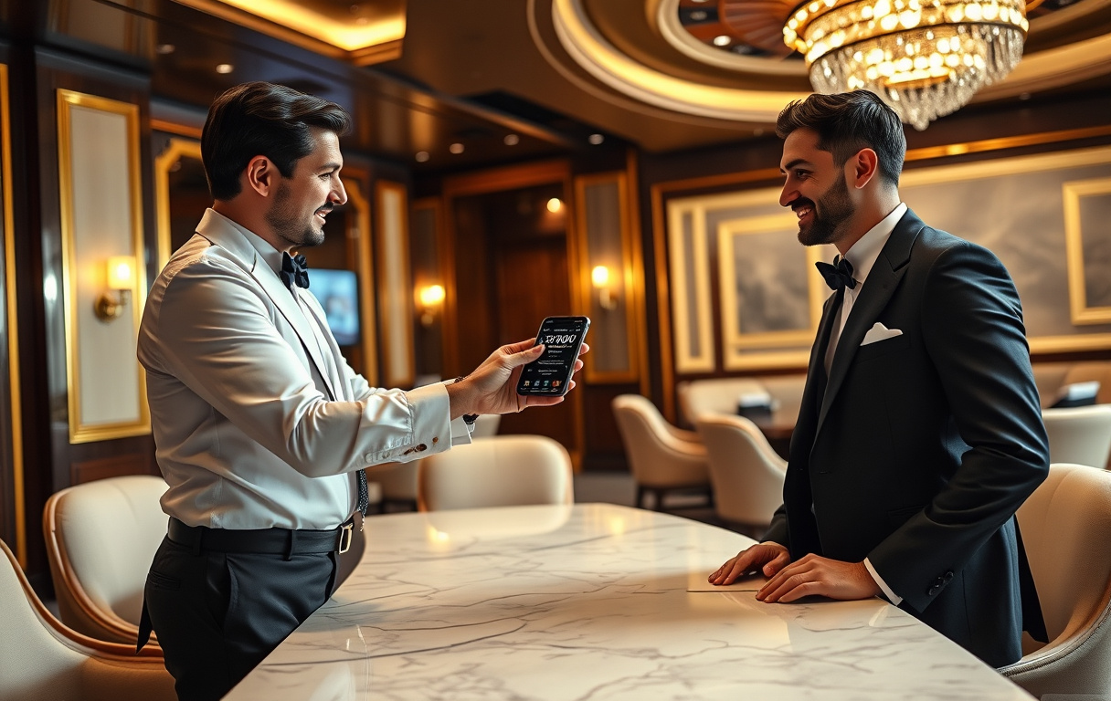 VIP-spiller mottar skreddersydd bonus fra personlig vert i eksklusiv casino-lounge.
