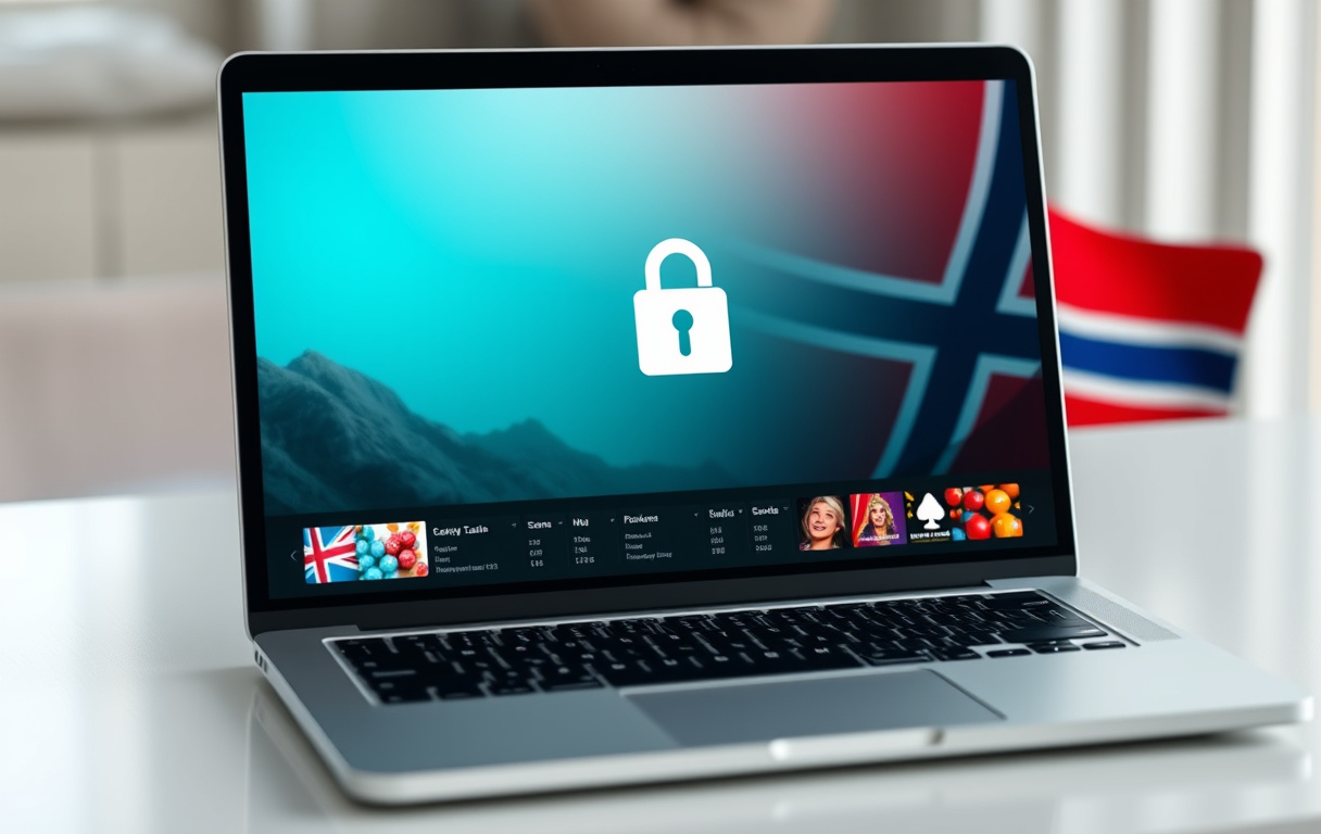 Sikker nettcasino-side med låsikon og norsk flagg