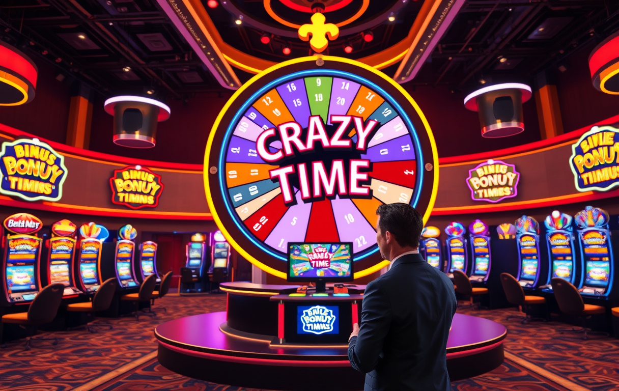 Crazy Time live-hjulspill med vert og bonusrunder i et studio