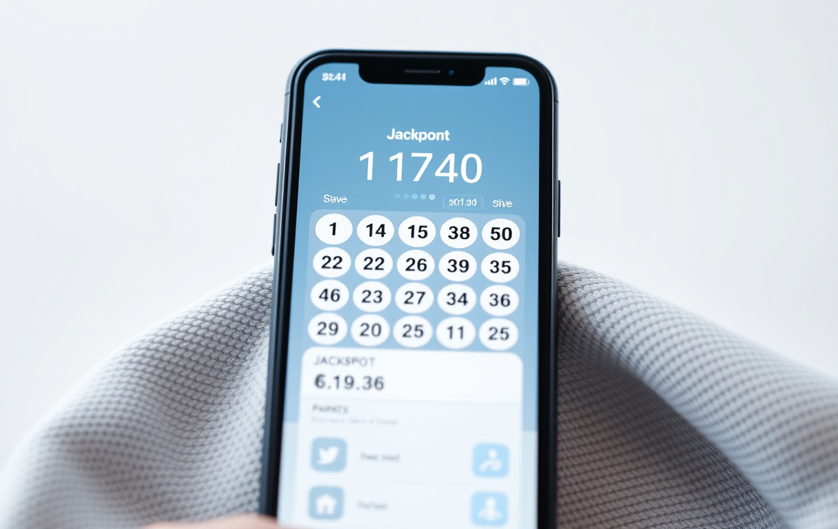 Digitalt lotteri på mobil med tall og jackpot-teller